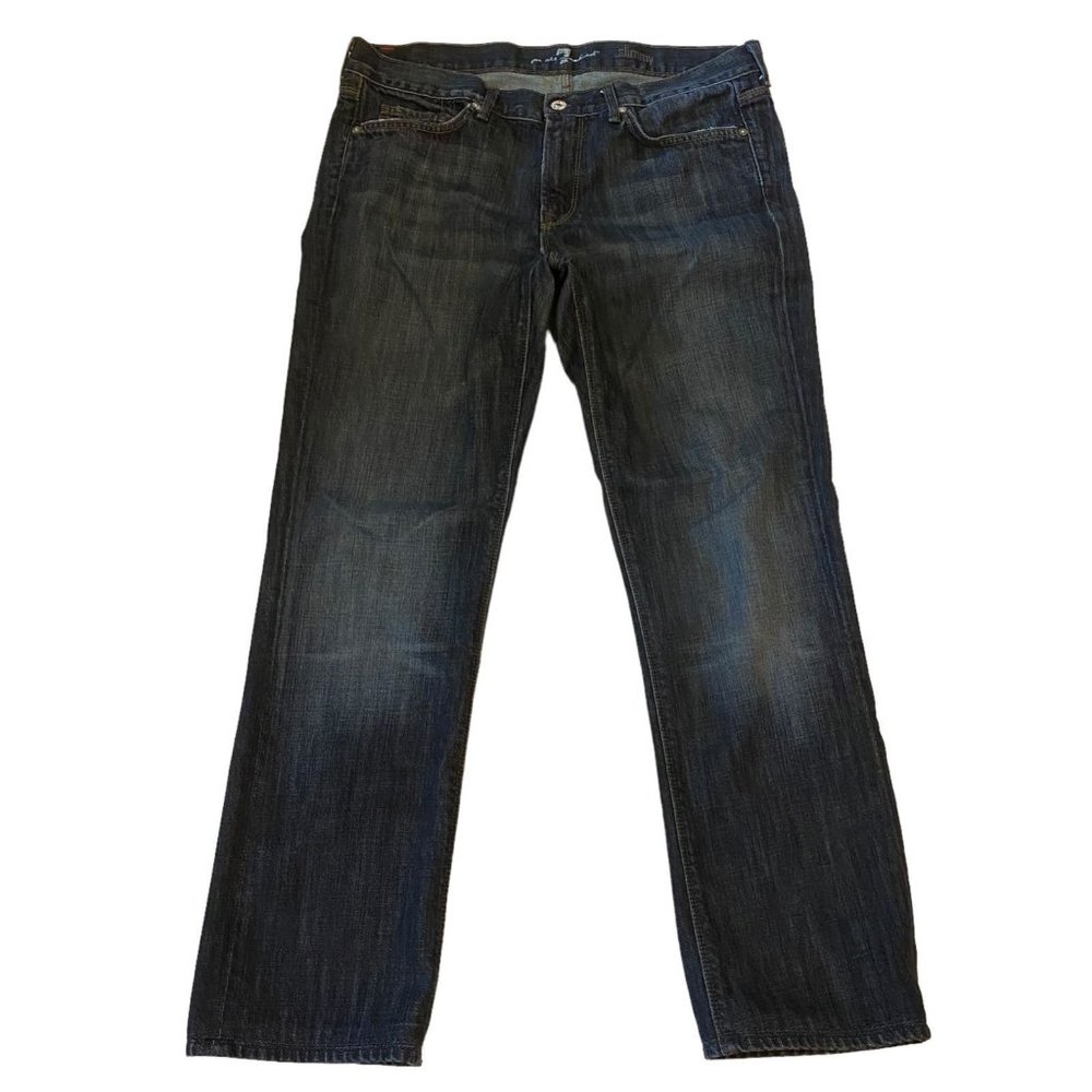 7 For All Mankind Pants Mens 34x29 Denim Jeans Slimmy Low Rise Straight Leg USA
